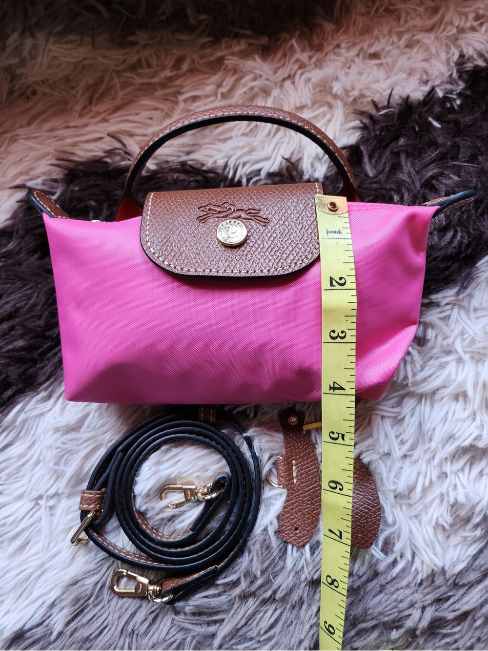 Hot Pink mini Nylon Top-Handle Bag with removable strap (unbranded) - Picture 4 of 6